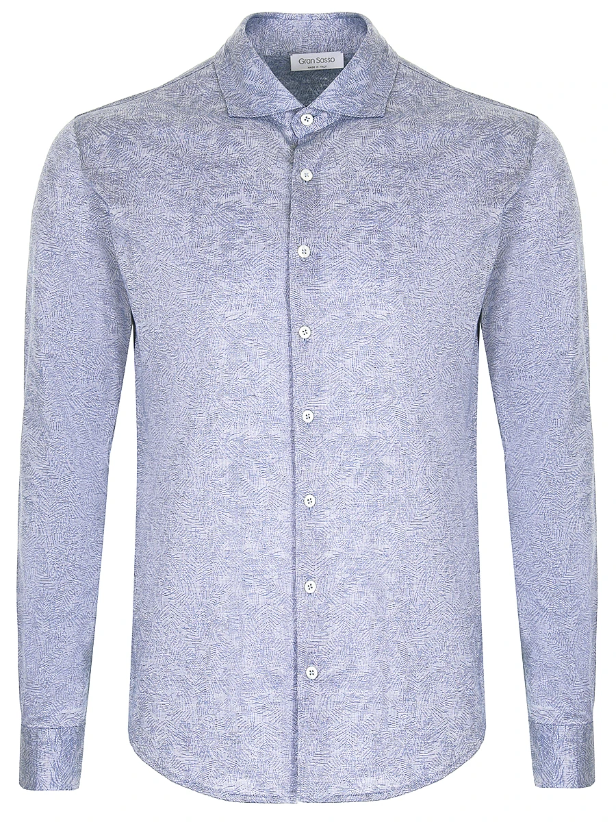 

Рубашка хлопковая с принтом, Голубой, 60120/70900/595