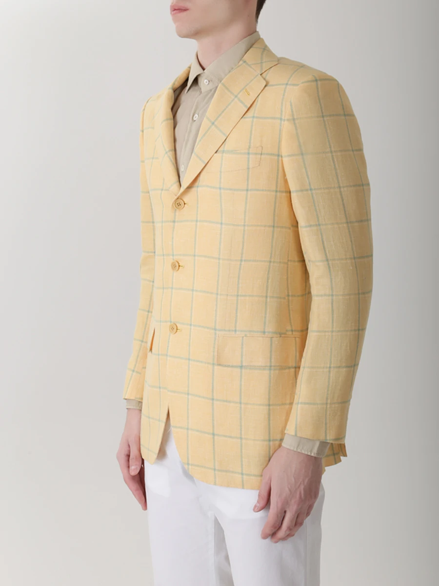 Пиджак классический в клетку KITON 89/6H3843 Желтый  Фото 2