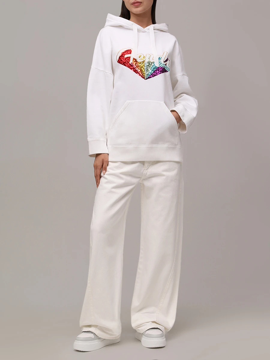 Худи хлопковое FENDI FS7101 A5HT F0ZNM Белый  Фото 2