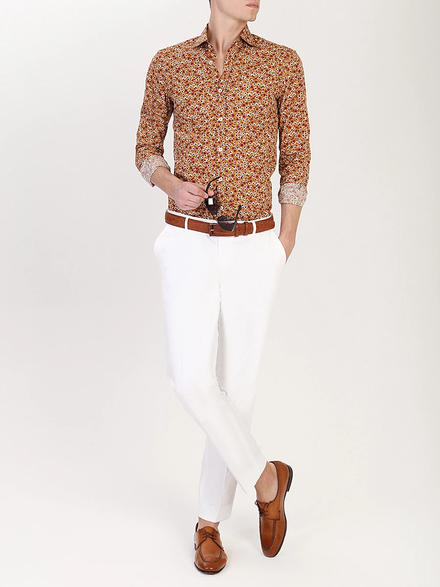 Рубашка хлопковая Slim Fit CANALI GL00962/703/LXB1 SF Коричневый  Фото 2
