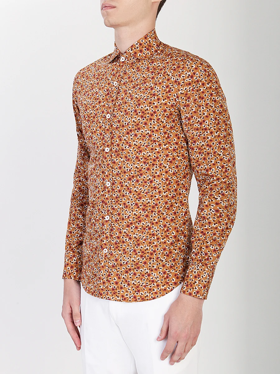 Рубашка хлопковая Slim Fit CANALI GL00962/703/LXB1 SF Коричневый  Фото 4