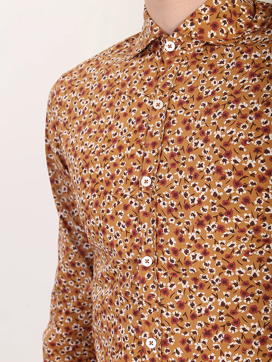 Рубашка хлопковая Slim Fit CANALI GL00962/703/LXB1 SF Коричневый  Фото 5
