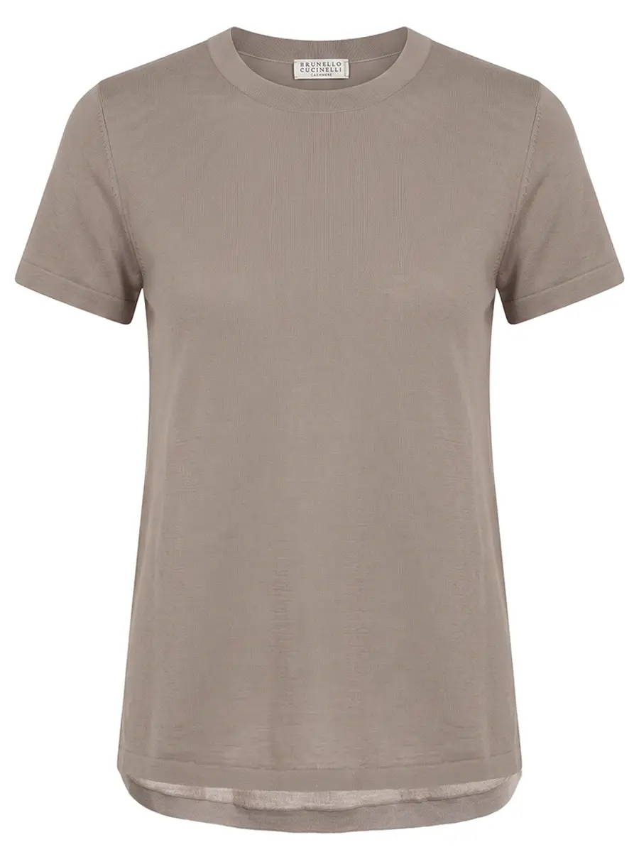 Футболка из шерсти BRUNELLO CUCINELLI m14813500 c9043 Бежевый 