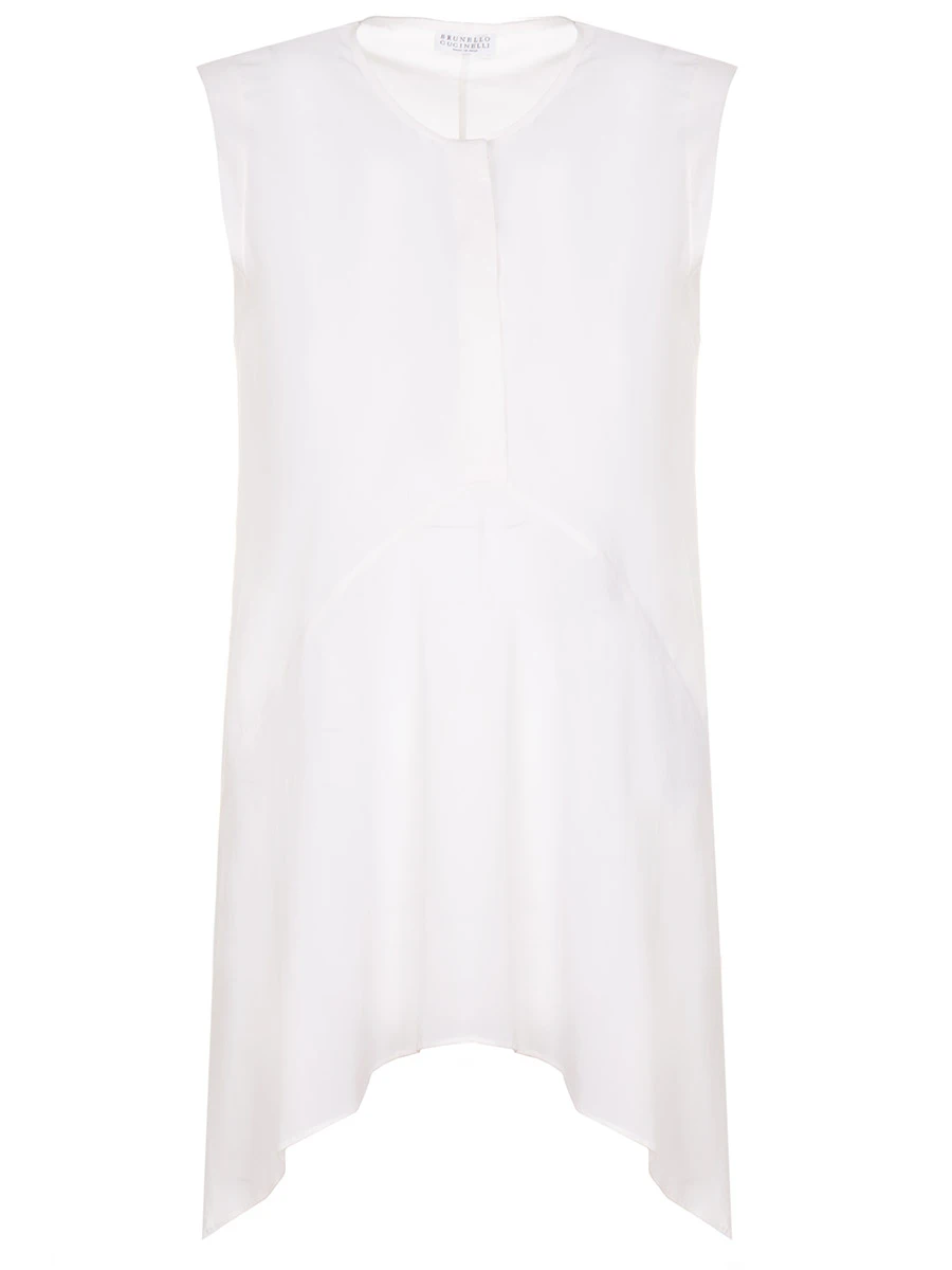 Блуза шелковая асимметричная BRUNELLO CUCINELLI MB912N8105/бел, размер 42, цвет белый MB912N8105/бел - фото 1