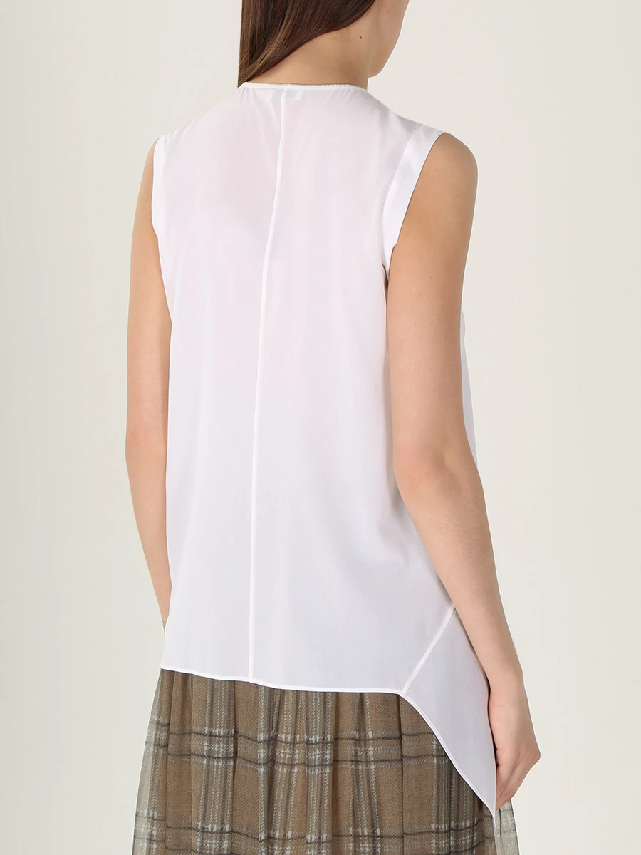 Блуза шелковая асимметричная BRUNELLO CUCINELLI MB912N8105/бел, размер 42, цвет белый MB912N8105/бел - фото 3