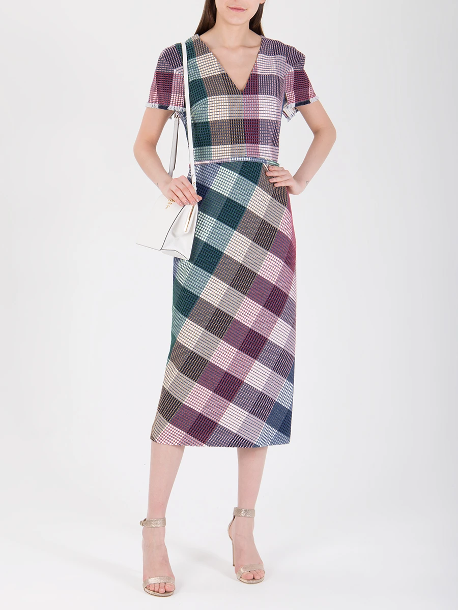 Платье фактурное в клетку ROLAND MOURET PS19 S0506 F0249 C0054 Клетка  Фото 2