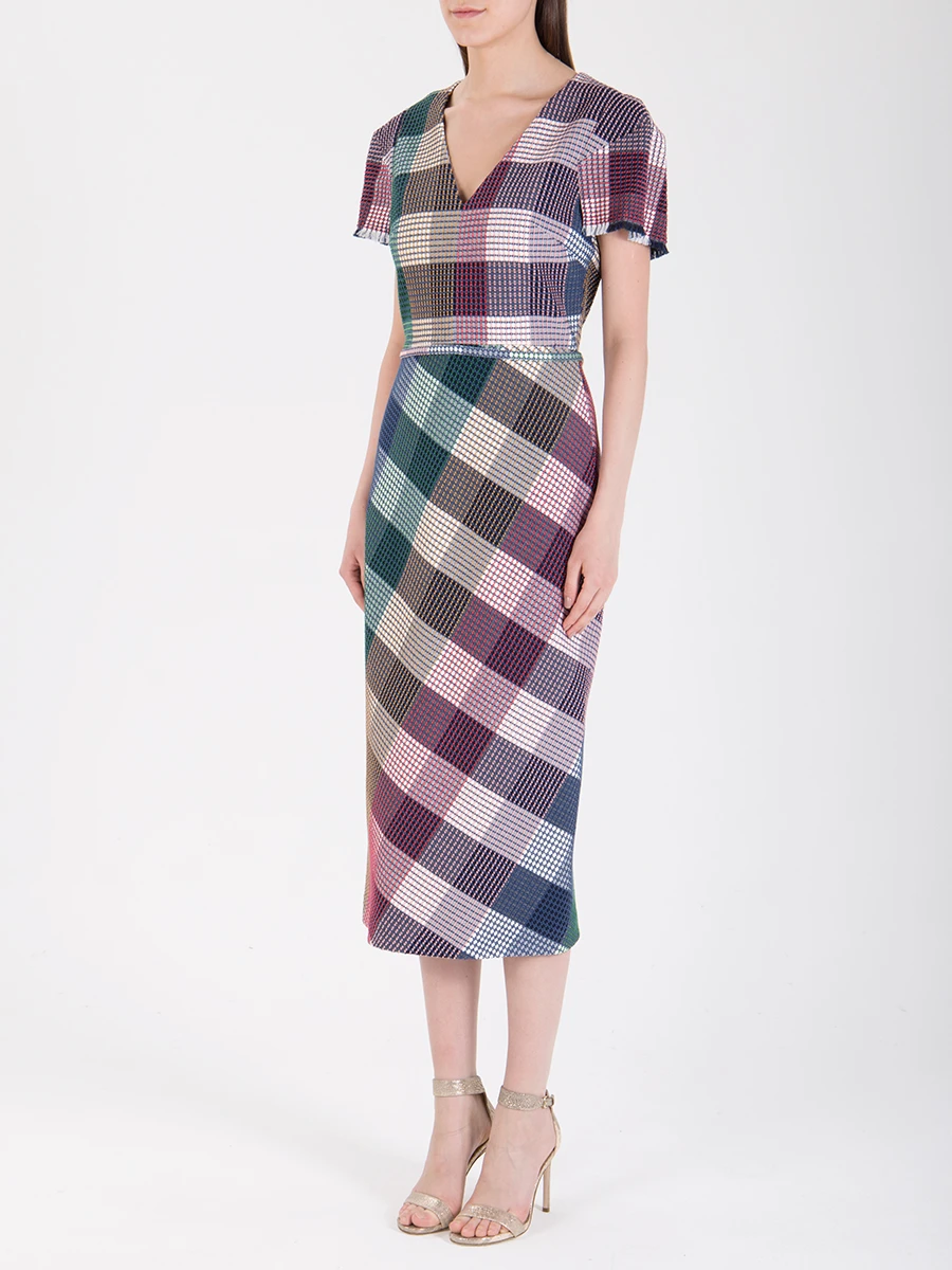 Платье фактурное в клетку ROLAND MOURET PS19 S0506 F0249 C0054 Клетка  Фото 4