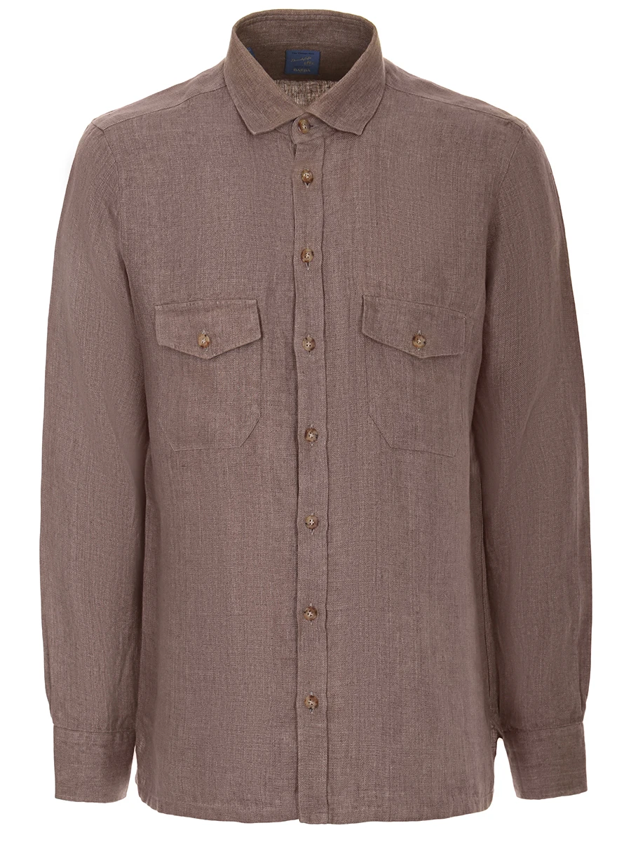 Рубашка льняная Regular Fit BARBA PIU126580304U, размер 56, цвет коричневый - фото 1