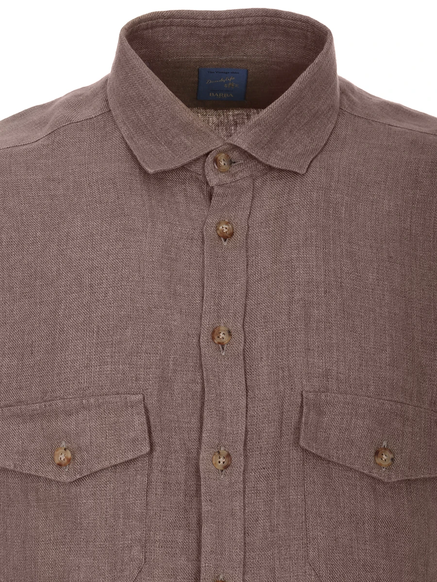 Рубашка льняная Regular Fit BARBA PIU126580304U, размер 56, цвет коричневый - фото 3