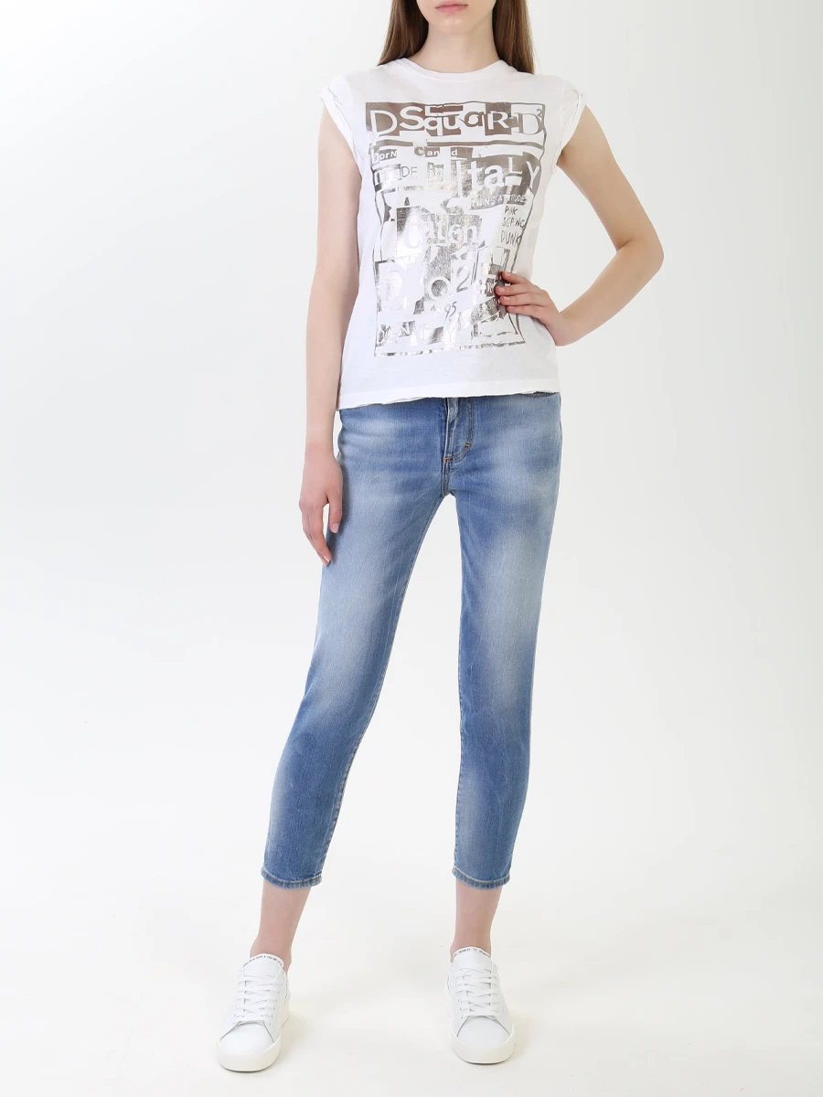 Хлопковая майка DSQUARED2 s75gc0983 s22507 100 Белый  Фото 2