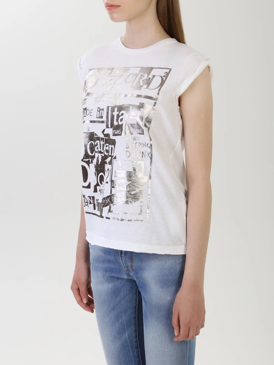 Хлопковая майка DSQUARED2 s75gc0983 s22507 100 Белый  Фото 4