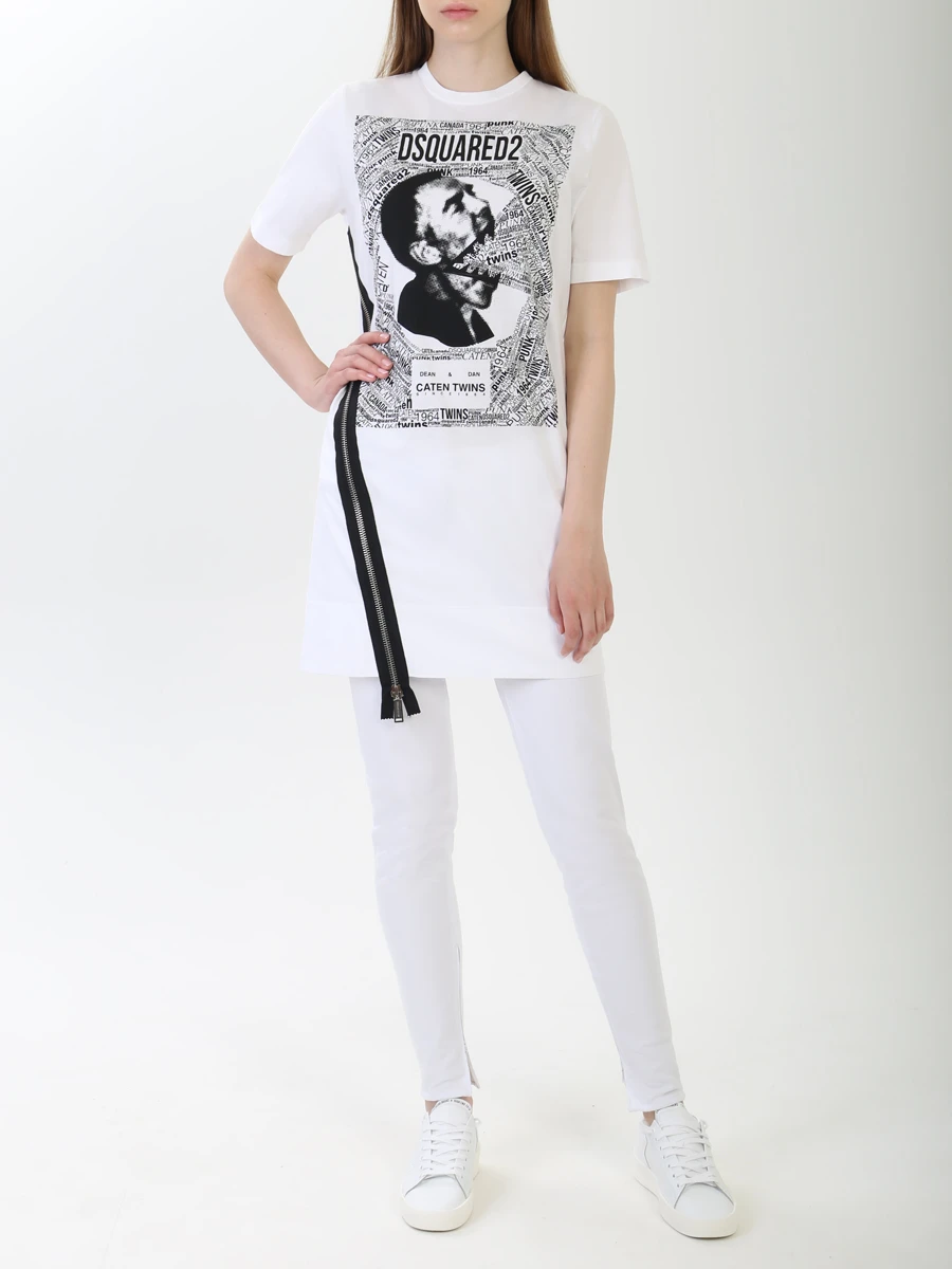 Хлопковое платье DSQUARED2 s75cu0938 s22427 100 Белый  Фото 2