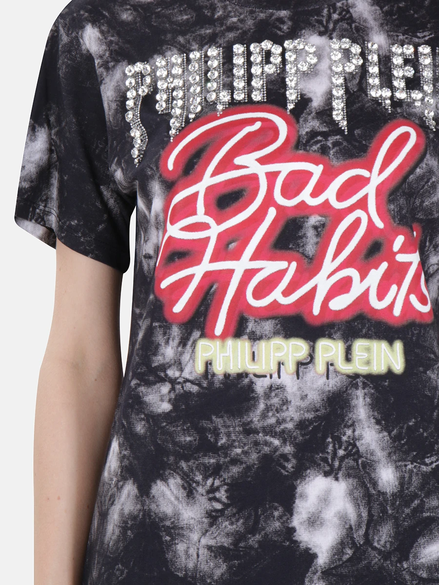 Хлопковое платье с декором PHILIPP PLEIN WRG0962 Серый  Фото 5