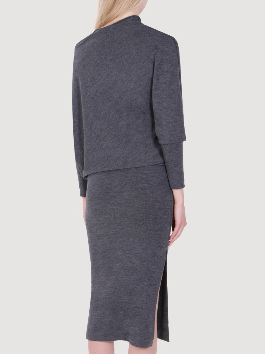 Платье из тонкой шерсти BRUNELLO CUCINELLI M0R25A4381 C6580 Серый  Фото 3