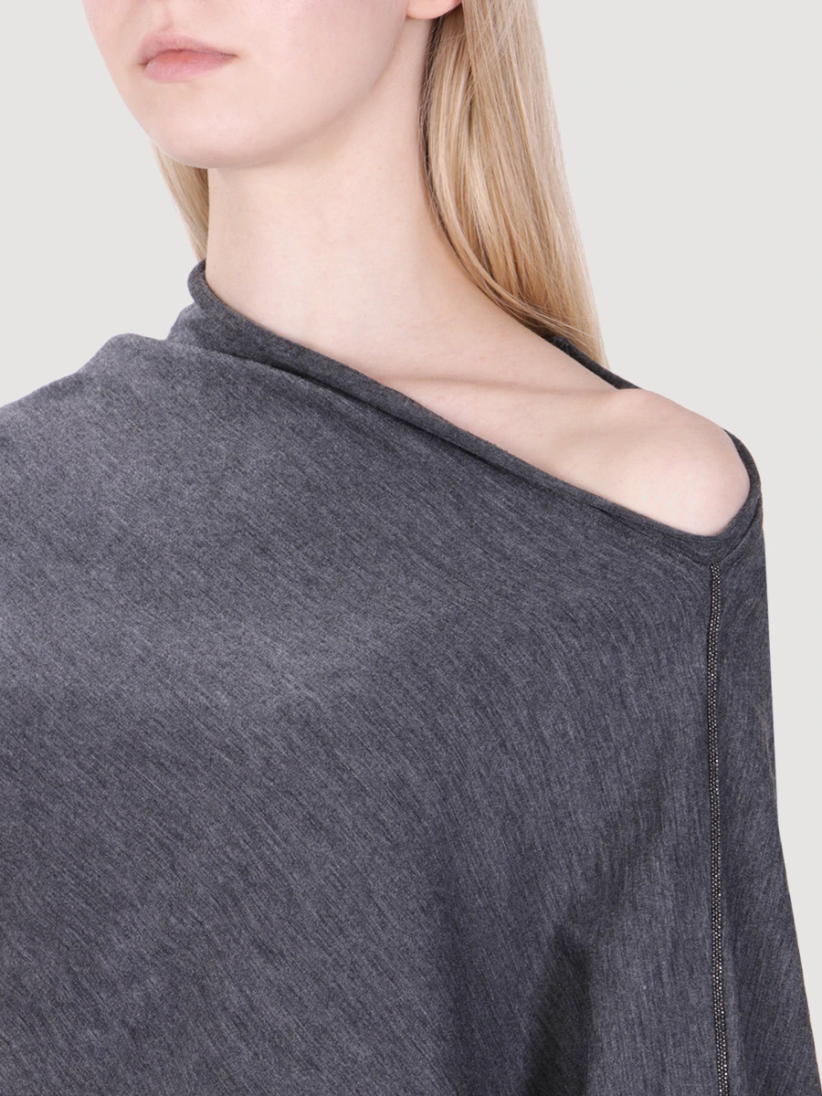 Платье из тонкой шерсти BRUNELLO CUCINELLI M0R25A4381 C6580 Серый  Фото 5