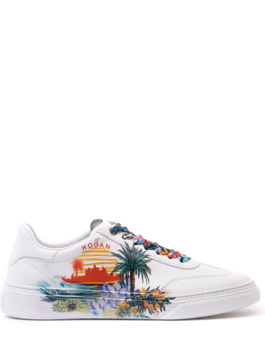 

Кожаные кеды с принтом, Белый, HXW3650BG90KLAB001