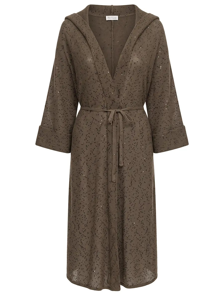 Кардиган с пайетками BRUNELLO CUCINELLI M10550606 C7334 Коричневый 