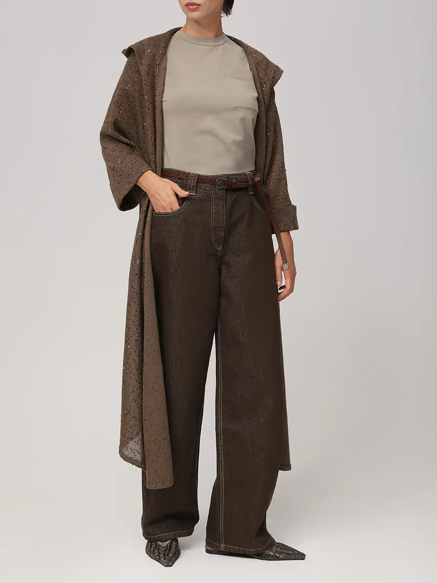 Кардиган с пайетками BRUNELLO CUCINELLI M10550606 C7334 Коричневый  Фото 2