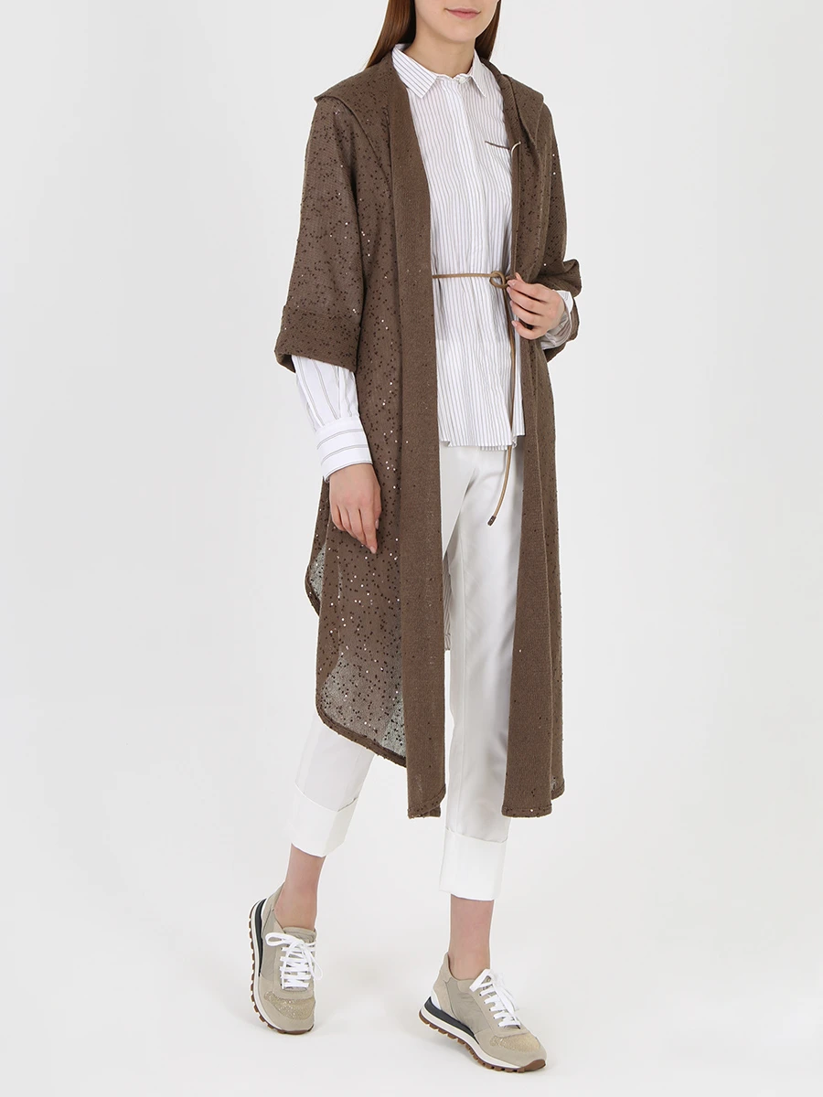 Кардиган с пайетками BRUNELLO CUCINELLI M10550606 C7334 Коричневый  Фото 2