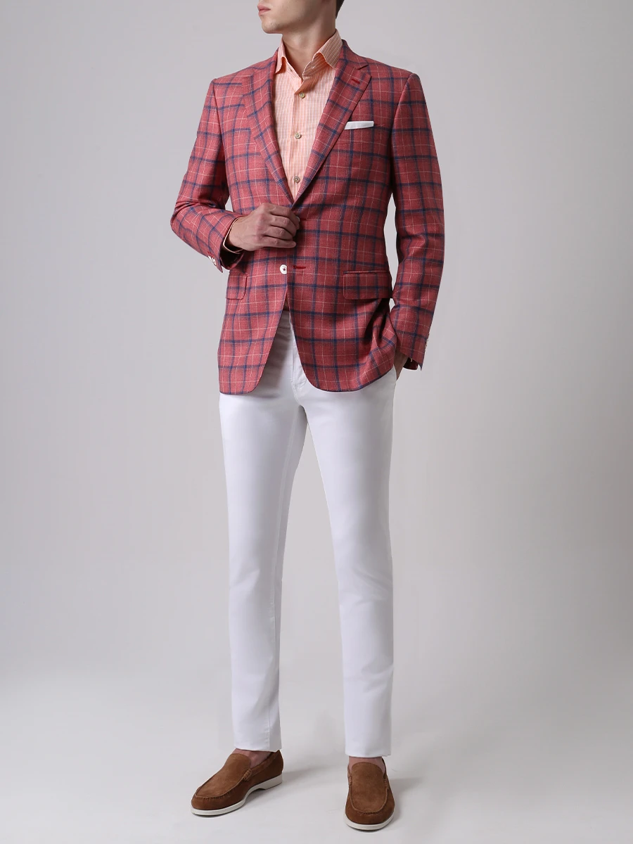 Рубашка хлопковая Slim Fit KITON UCCH0688412001 Клетка  Фото 2