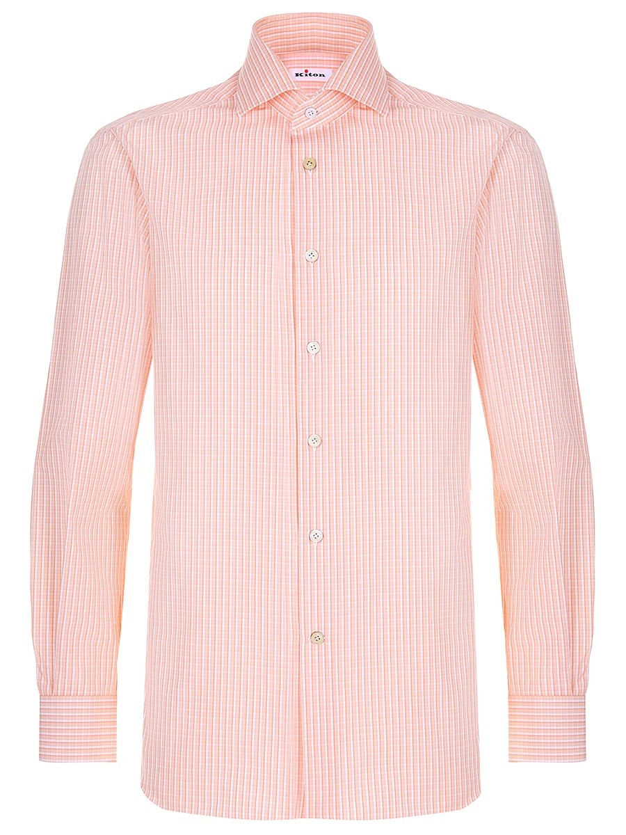 Рубашка хлопковая Slim Fit KITON UCCH0688412001 Клетка 