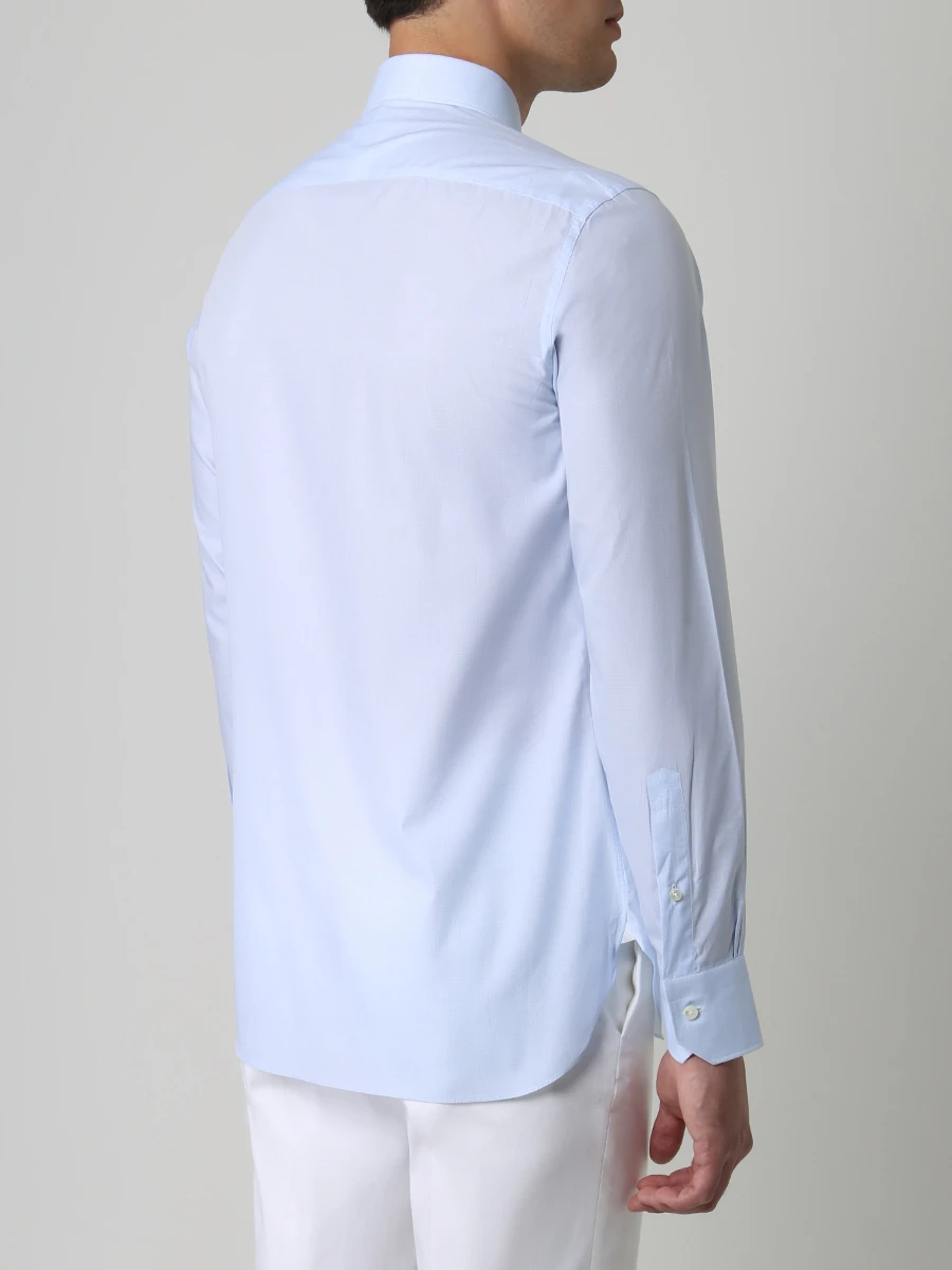 Рубашка хлопковая Tailored Fit ZEGNA 501213 9MSOPA G Голубой  Фото 3