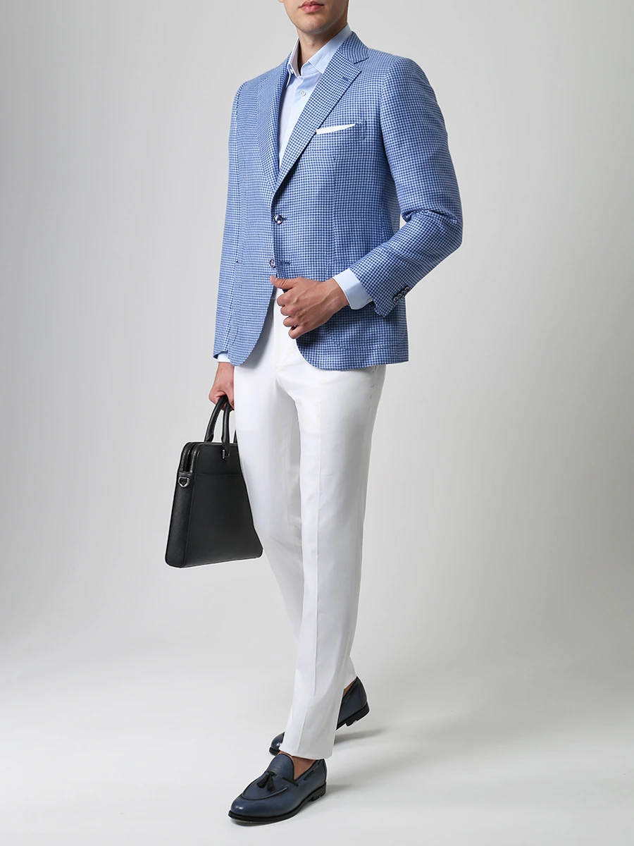 Рубашка хлопковая Tailored Fit ZEGNA 501213 9MSOPA G Голубой  Фото 2