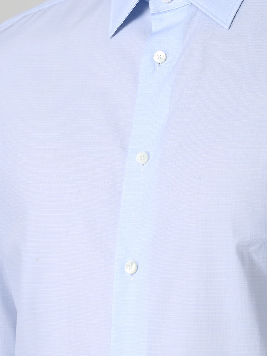 Рубашка хлопковая Tailored Fit ZEGNA 501213 9MSOPA G Голубой  Фото 5