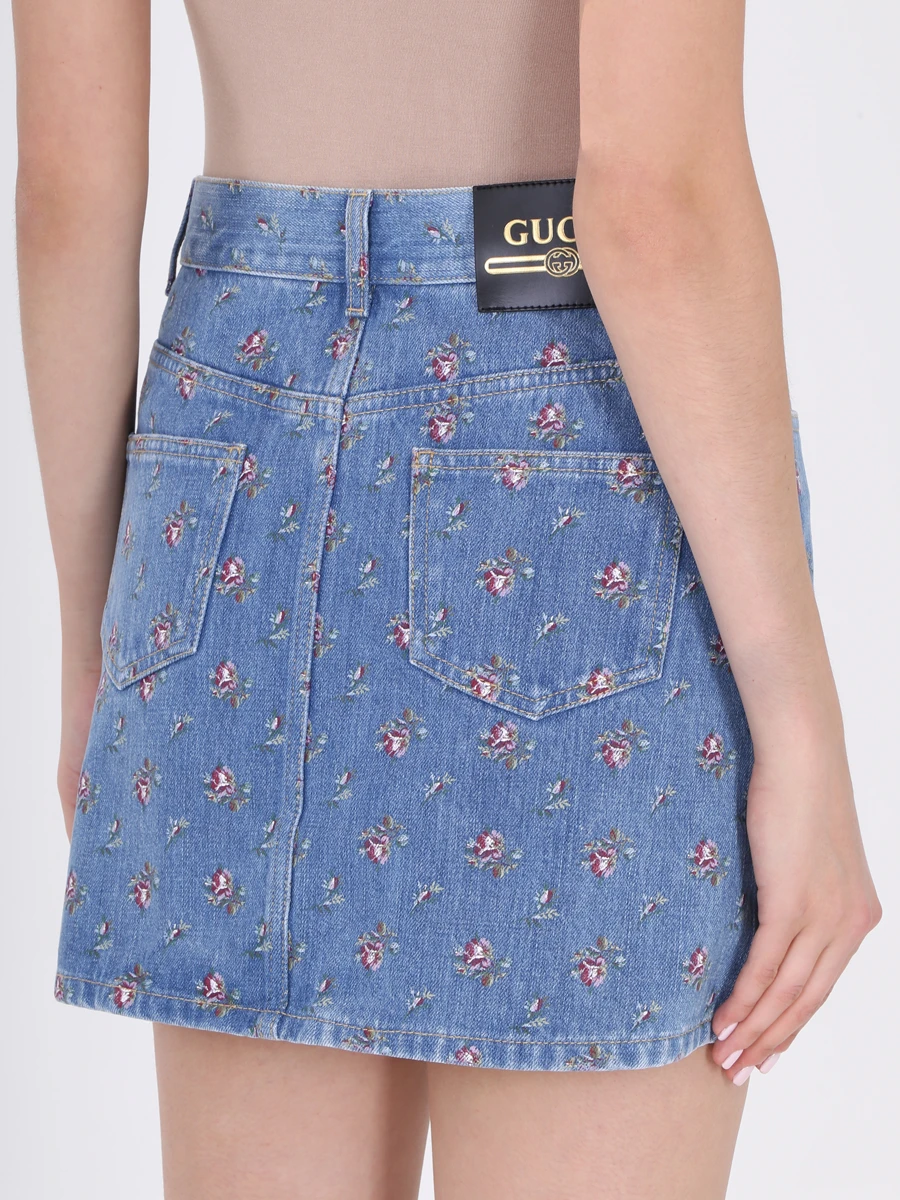 Джинсовая мини-юбка GUCCI 467267 XDAHW 4206 Голубой  Фото 3