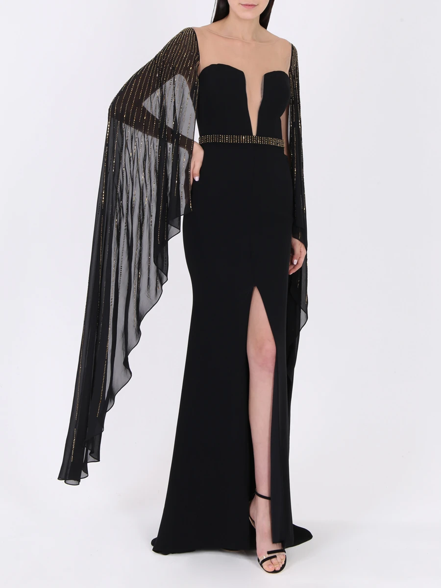 Платье со шлейфом FOREVER UNIQUE WF8907 Черный  Фото 2
