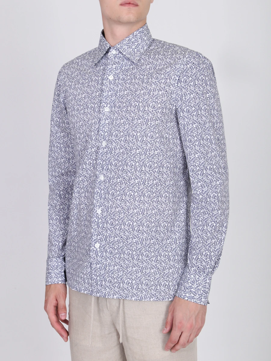 Хлопковая рубашка с принтом CESARE ATTOLINI CAU27/S S19CM71 001, размер 52, цвет белый CAU27/S S19CM71 001 - фото 4