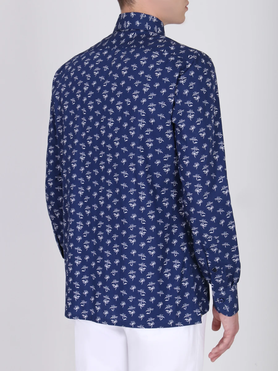 Хлопковая рубашка с принтом CESARE ATTOLINI CAU27/S S19CM71 002, размер 56, цвет синий CAU27/S S19CM71 002 - фото 3
