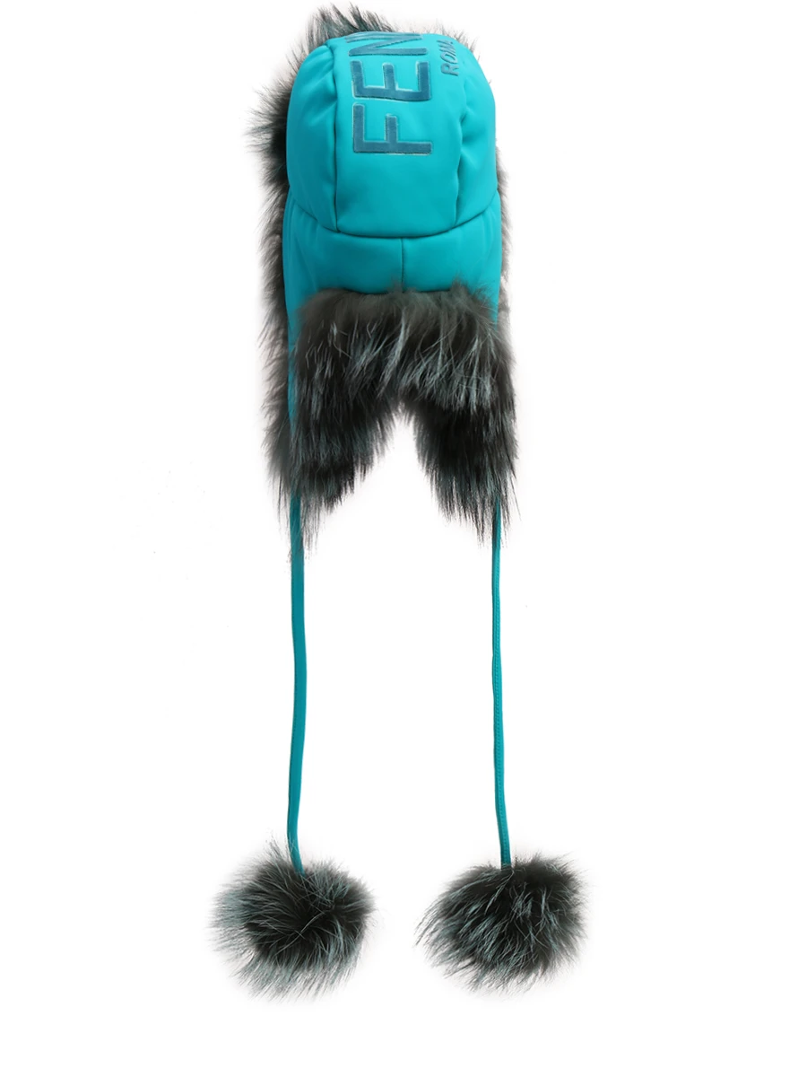 Шапка с помпонами FENDI FAC053 A47Q F12QD Бирюзовый  Фото 2