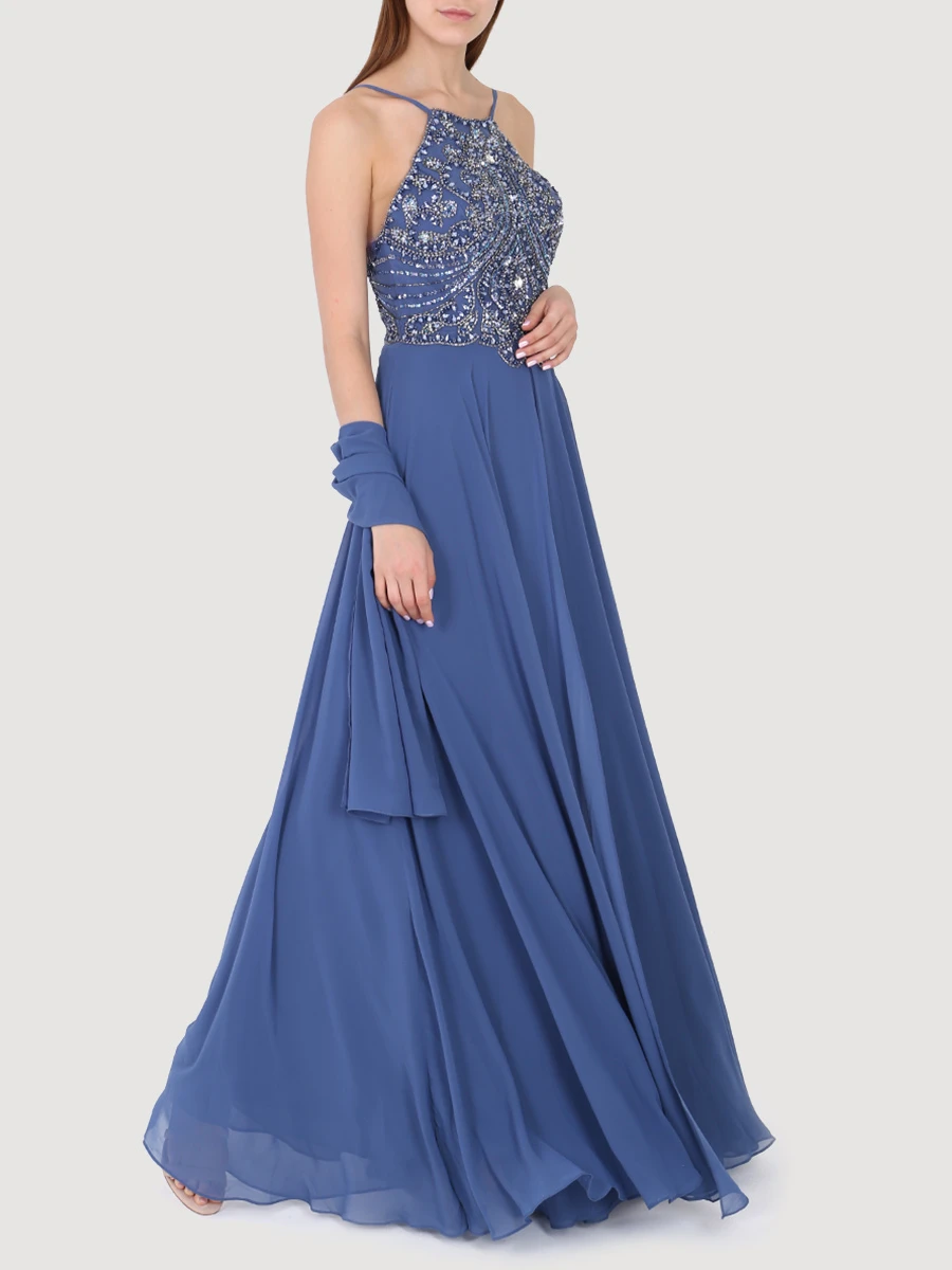 Вечернее платье с декором Jakku FOREVER UNIQUE af0701 jakku Синий  Фото 2