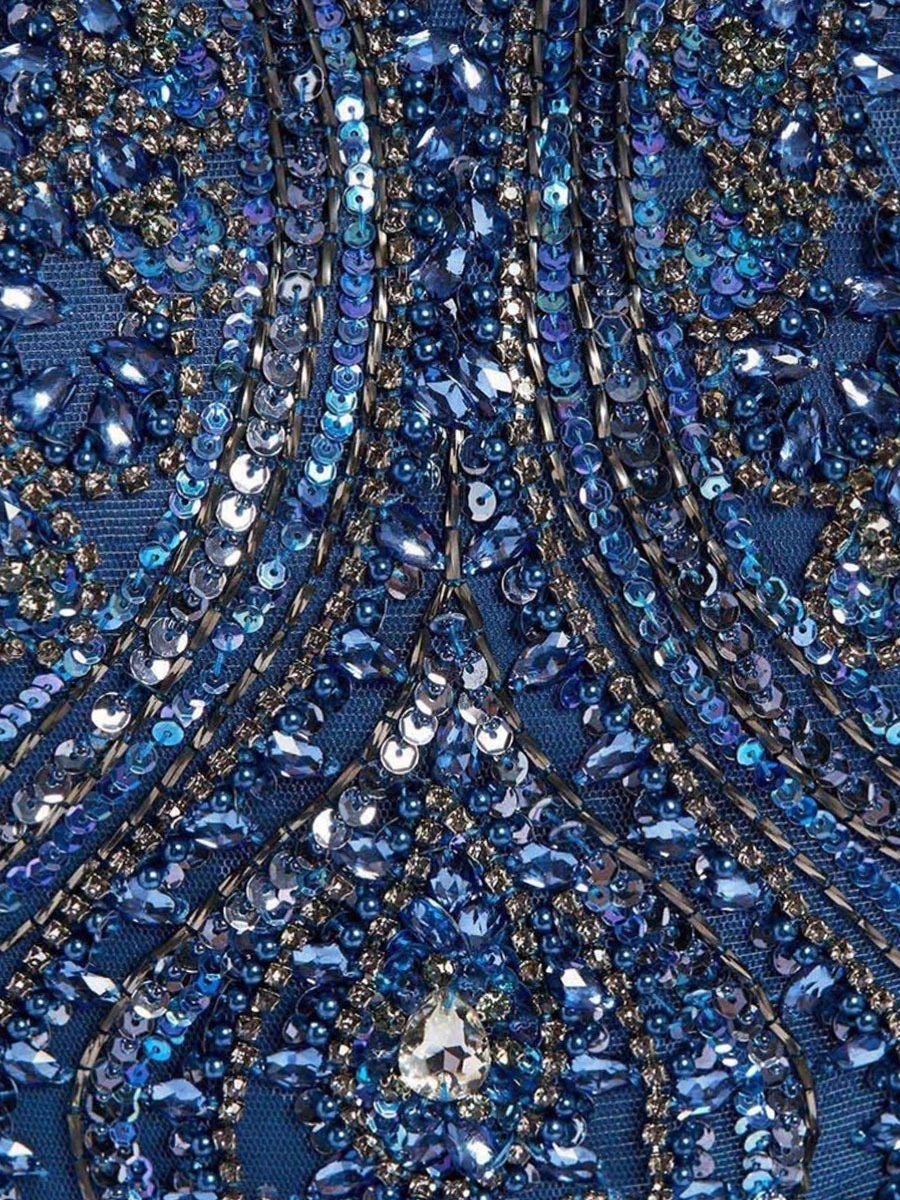 Вечернее платье с декором Jakku FOREVER UNIQUE af0701 jakku Синий  Фото 6