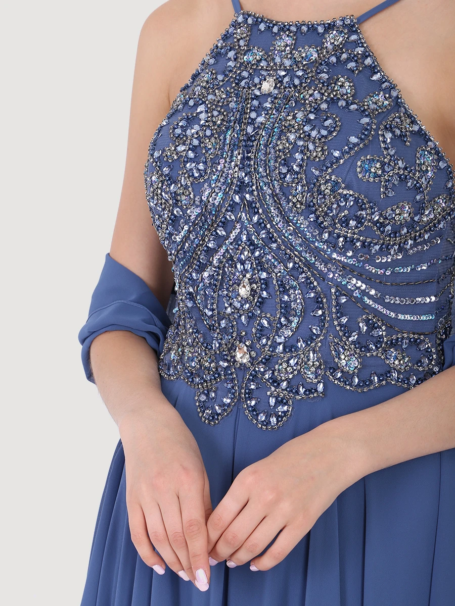 Вечернее платье с декором Jakku FOREVER UNIQUE af0701 jakku Синий  Фото 5
