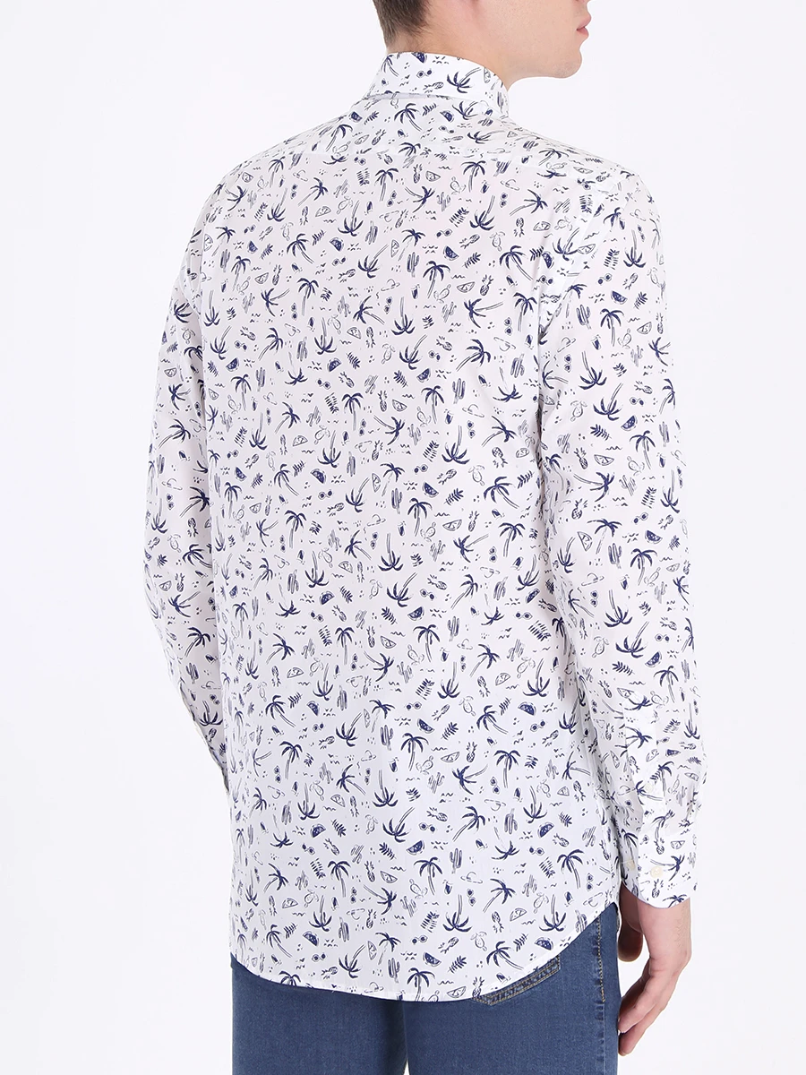 Хлопковая рубашка с принтом PAUL & SHARK р19р3126 019, размер 52, цвет белый - фото 3