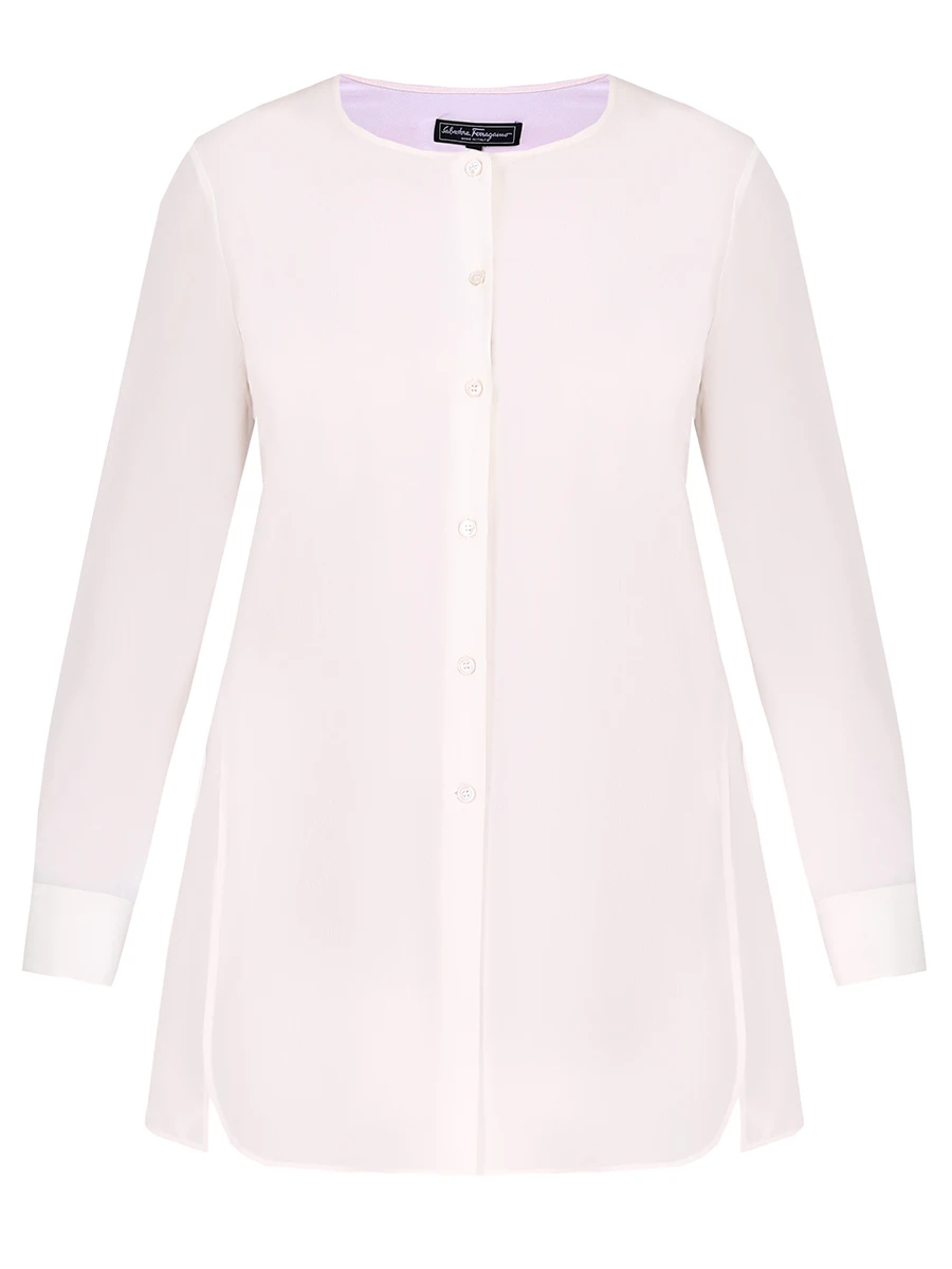 Блуза шелковая S.FERRAGAMO 0664248 Белый, размер 48, цвет бежевый - фото 1