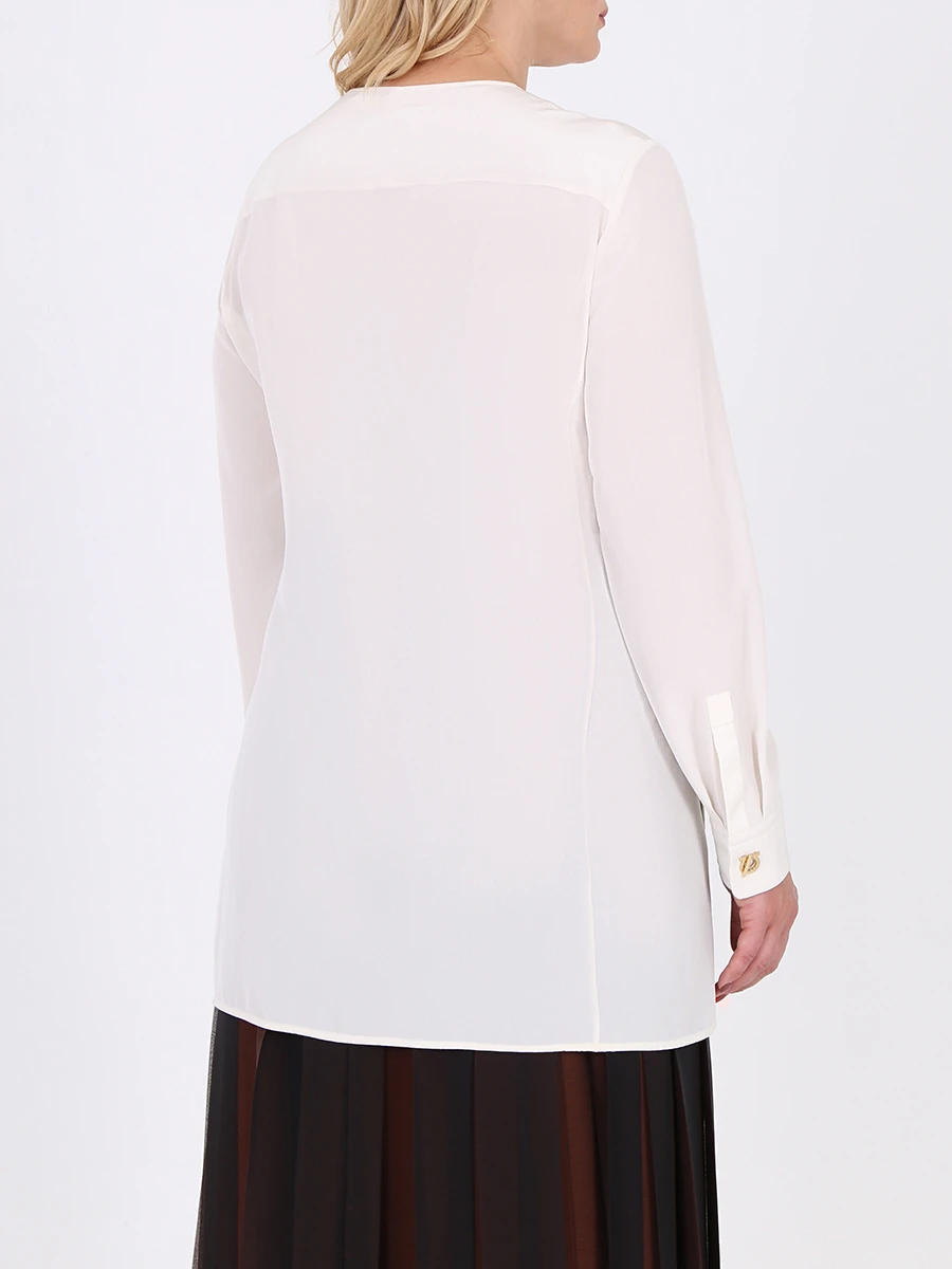 Блуза шелковая S.FERRAGAMO 0664248 Белый, размер 48, цвет бежевый - фото 3