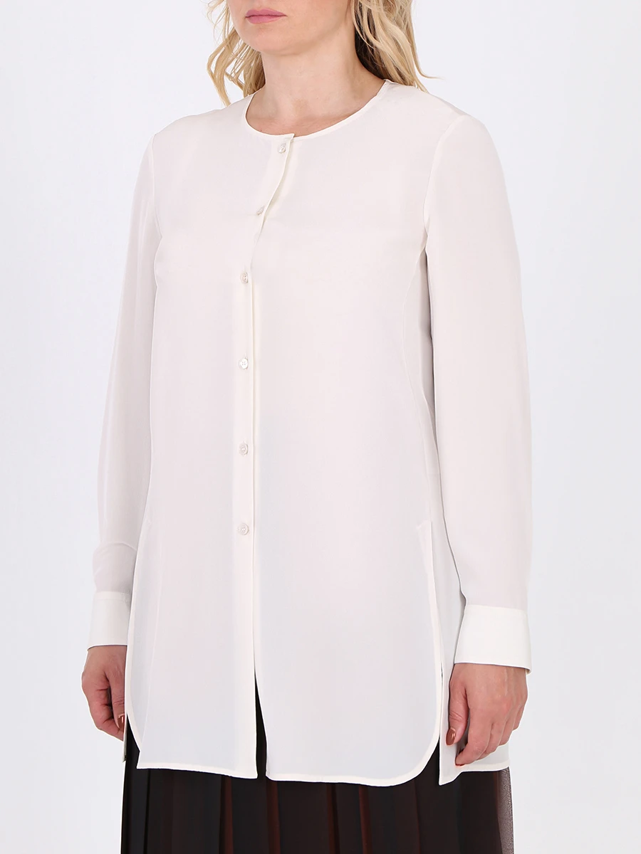 Блуза шелковая S.FERRAGAMO 0664248 Белый, размер 48, цвет бежевый - фото 4