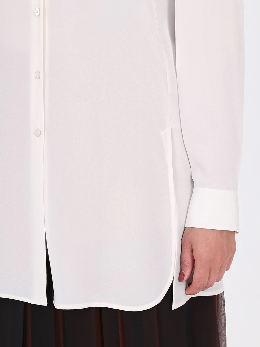 Блуза шелковая S.FERRAGAMO 0664248 Белый, размер 48, цвет бежевый - фото 5