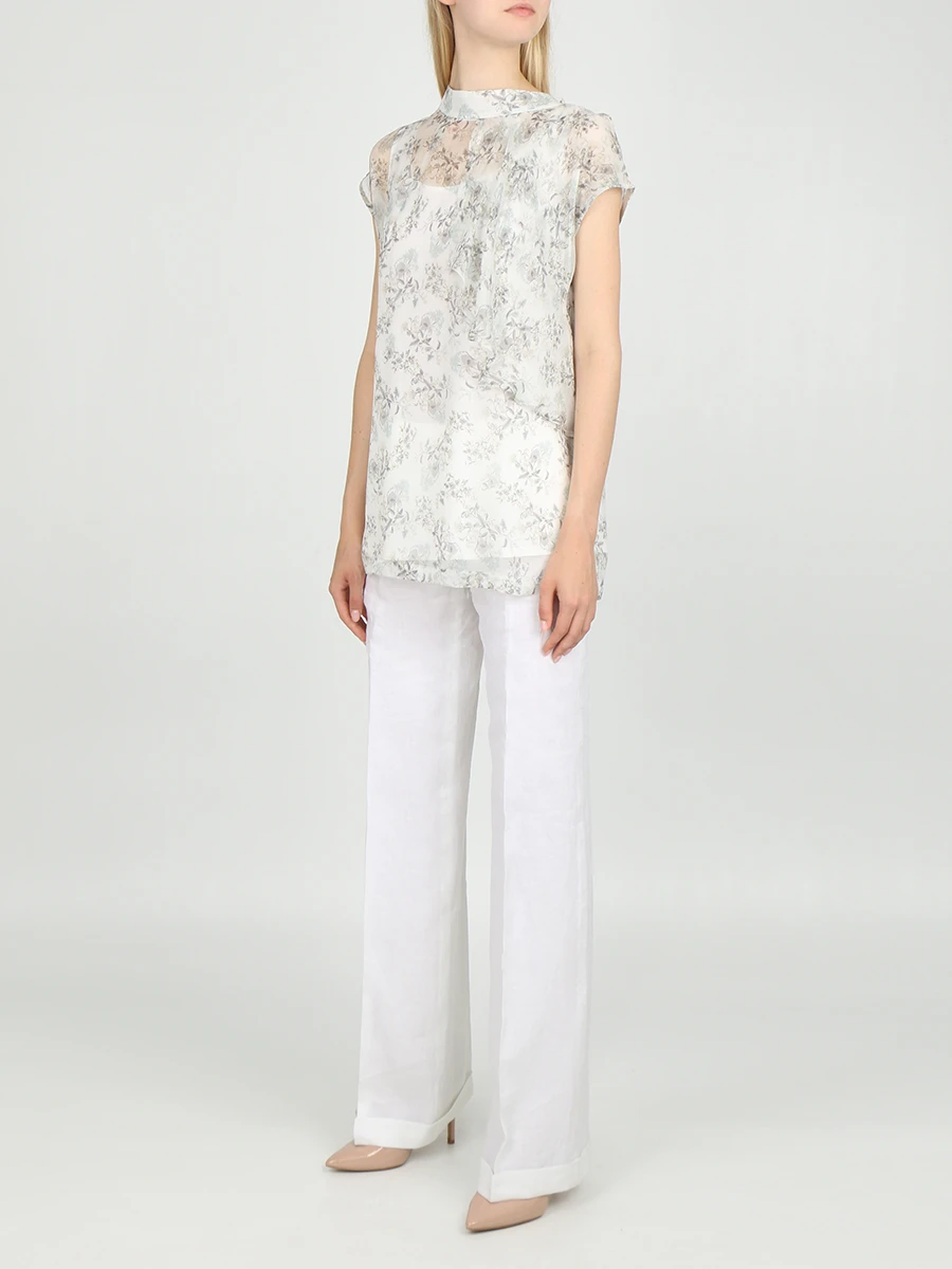 Шелковая блуза с принтом RE VERA 17002501-акварель, размер 42, цвет белый - фото 2