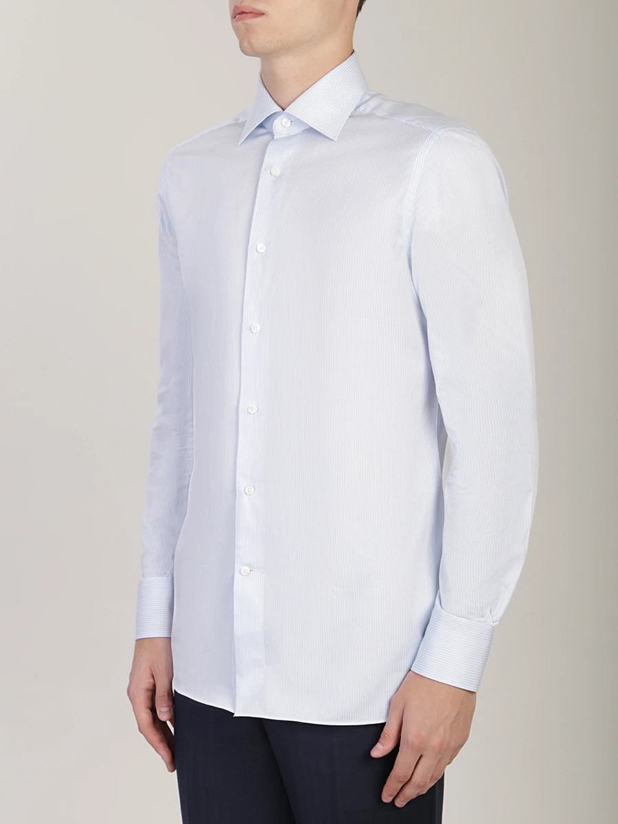 Рубашка хлопковая Tailored Fit ERMENEGILDO ZEGNA 601587, размер 56, цвет голубой - фото 4
