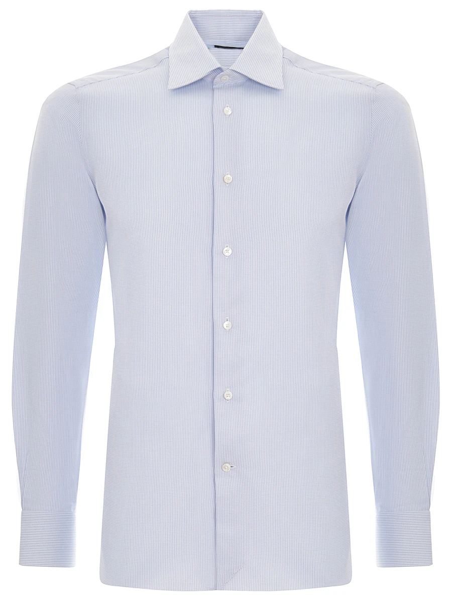 Рубашка хлопковая Tailored Fit ERMENEGILDO ZEGNA 801087/полоска Синий, размер 56, цвет голубой 801087/полоска Синий - фото 1