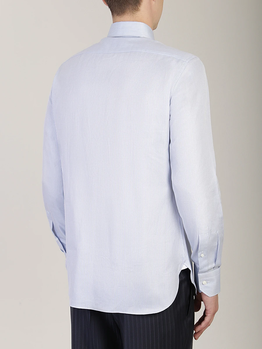 Рубашка хлопковая Tailored Fit ERMENEGILDO ZEGNA 801087/полоска Синий, размер 56, цвет голубой 801087/полоска Синий - фото 3