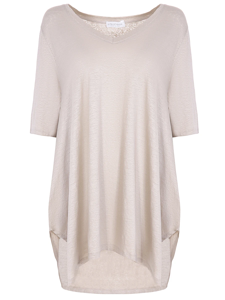 

Футболка льняная, Бежевый, 66205/6056/6476