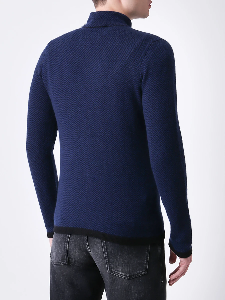 Джемпер кашемировый на молнии COLOMBO MAO03008/226KI/молния Т.Синий Принт  Фото 3