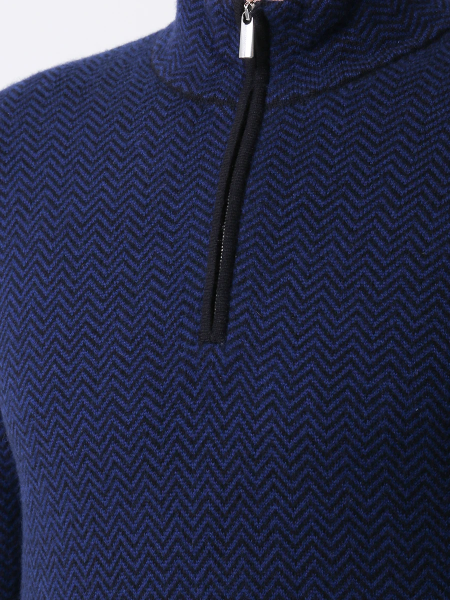 Джемпер кашемировый на молнии COLOMBO MAO03008/226KI/молния Т.Синий Принт  Фото 5