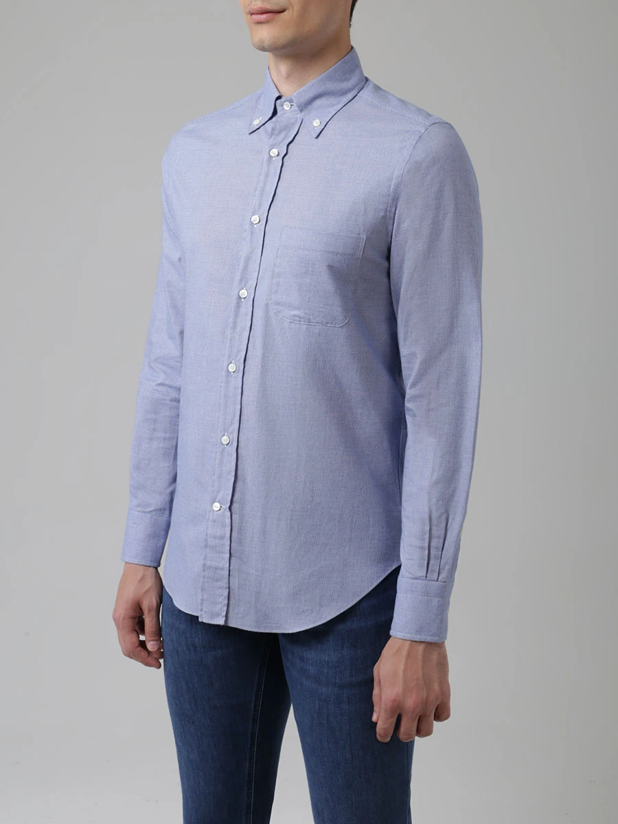 Рубашка Regular Fit хлопковая LORO PIANA FAG4156 Синий рябь, размер 52, цвет голубой - фото 4