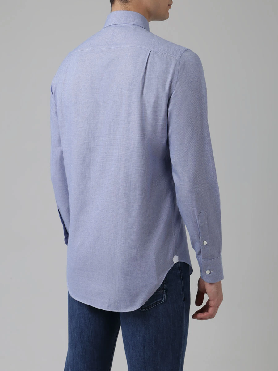 Рубашка Regular Fit хлопковая LORO PIANA FAG4156 Синий рябь, размер 52, цвет голубой - фото 3